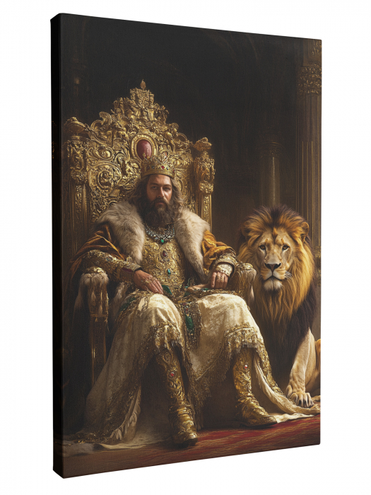 Un tablou personalizat cu un cuplu regal în haine de epocă, detalii somptuoase și decor aristocratic. [1]