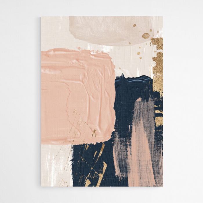 Tablouri Abstracte, print pe hartie foto Fine Art, Intaglio, set 3 postere, in tonuri de auriu, roz pal, bleumarin [4]