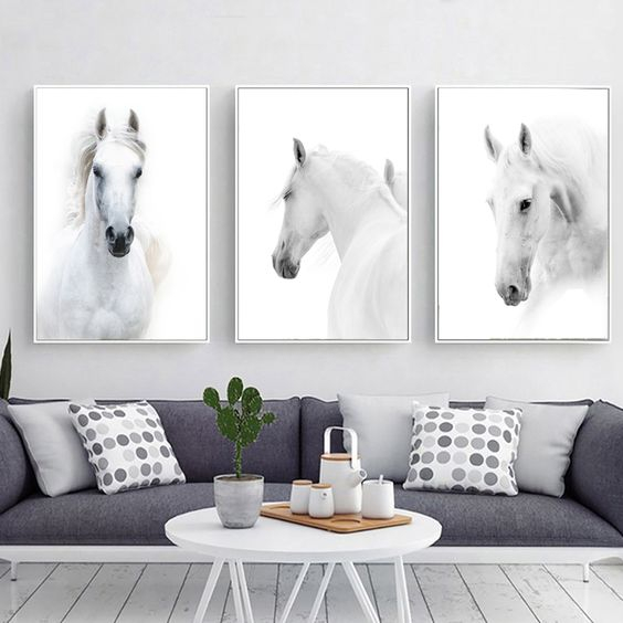 Set 3 tablouri elegant cu Cai, pentru living [1]