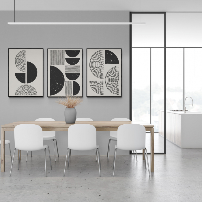 Set 3 tablouri, Intaglio, Abstracte, print pe hartie foto Fine Art, postere moderne minimaliste, Alb Negru, pentru bucatarie [1]