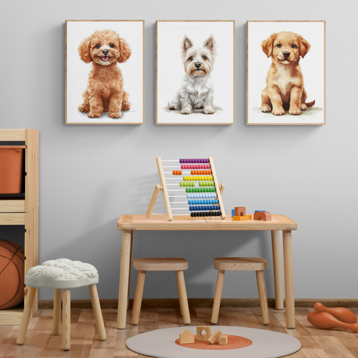 Set de trei tablouri moderne cu câini, perfect pentru clinică veterinara. [1]