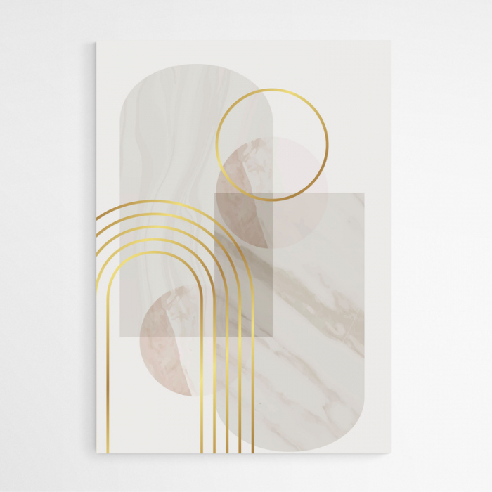 Set 3 tablouri, Intaglio, Stil Abstracte, print pe hartie foto Fine Art, Albastru Auriu, postere moderne, geometrice, pentru living [4]