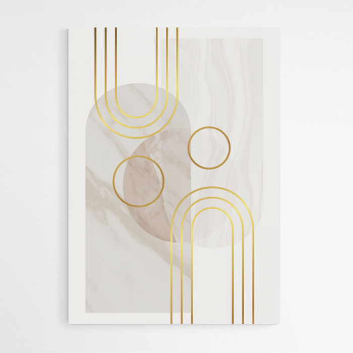 Set 3 tablouri, Intaglio, Stil Abstracte, print pe hartie foto Fine Art, Albastru Auriu, postere moderne, geometrice, pentru living [3]