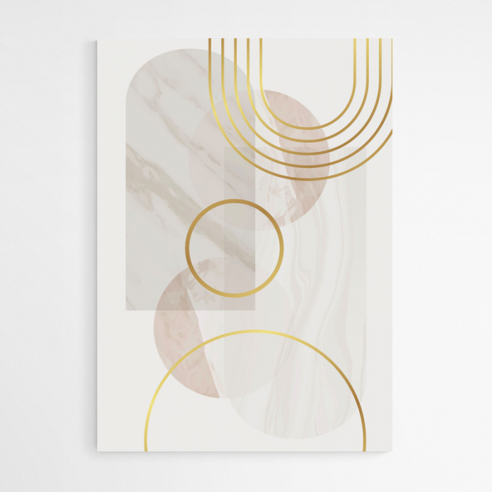 Set 3 tablouri, Intaglio, Stil Abstracte, print pe hartie foto Fine Art, Albastru Auriu, postere moderne, geometrice, pentru living [5]