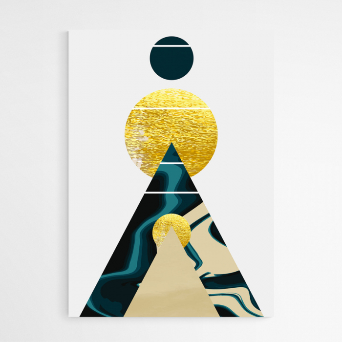 Set 3 tablouri, Intaglio, Stil Abstracte, print pe hartie foto Fine Art, Munti, Auriu, postere moderne, pentru casa, birou [4]