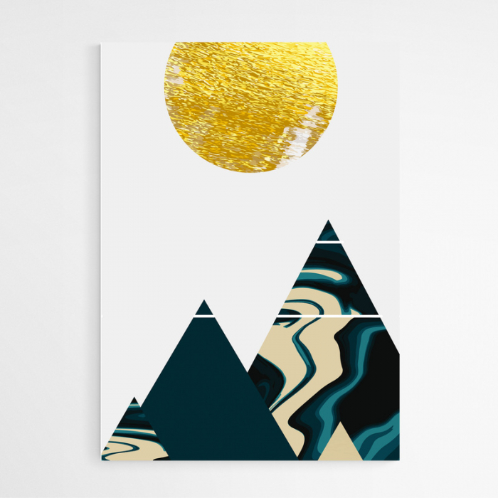 Set 3 tablouri, Intaglio, Stil Abstracte, print pe hartie foto Fine Art, Munti, Auriu, postere moderne, pentru casa, birou [5]