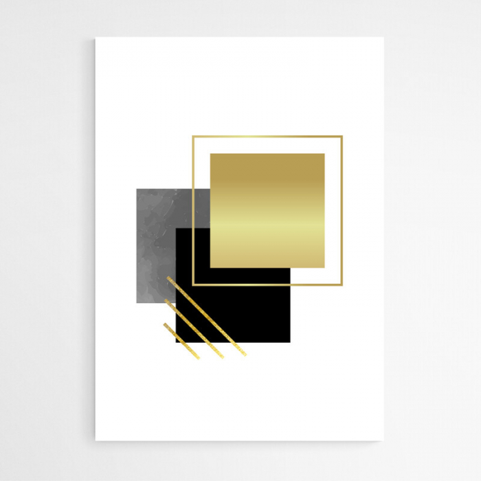 Set 3 tablouri, Intaglio, Stil Abstracte, print pe hartie foto Fine Art, Auriu, postere moderne, forma patrat gri, pentru dormitor, living [4]