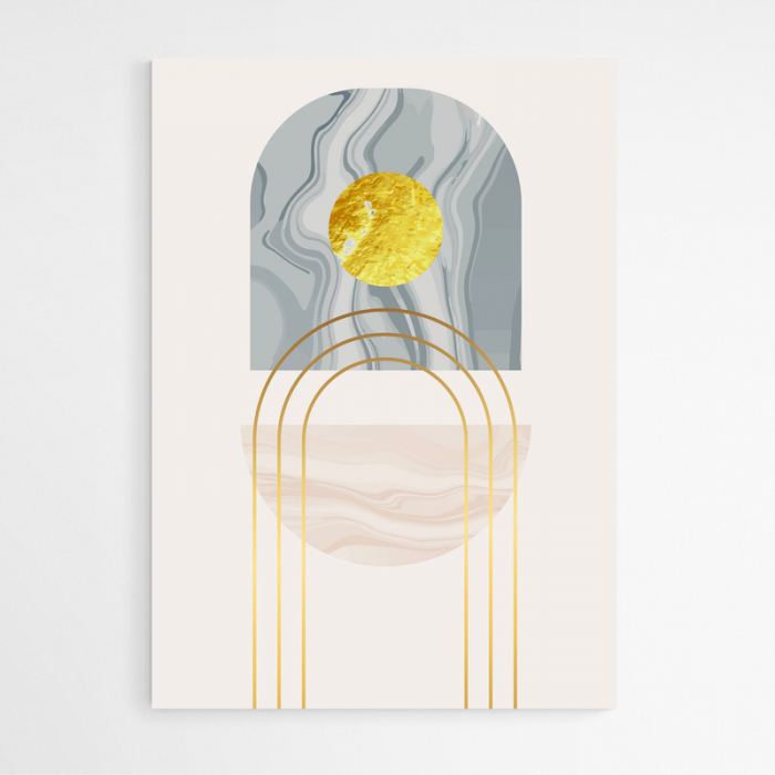 Set 3 tablouri, Intaglio, Stil Abstracte, print pe hartie foto Fine Art, Auriu, culori pale, postere moderne, minimalis, pentru dormitor, living [3]