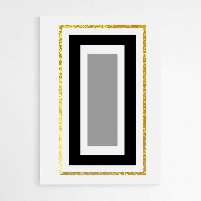 Set 3 tablouri, Intaglio, Stil Abstracte, print pe hartie foto Fine Art, Auriu, forme geometrice, postere moderne, pentru living [5]