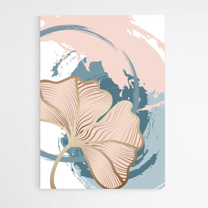 Set 4 tablouri, Intaglio, Stil Abstracte, print pe hartie foto Fine Art, Auriu, Frunze elegante, postere moderne, pentru dormitor, living [6]
