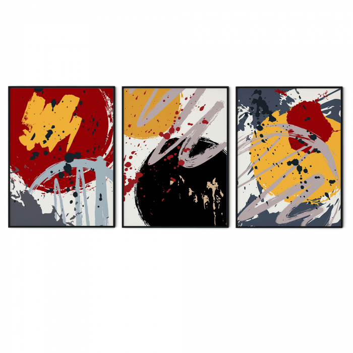 Set 3 tablouri, Intaglio, Stil Abstracte, print pe hartie foto Fine Art, Multicolor, postere moderne, pentru living [6]