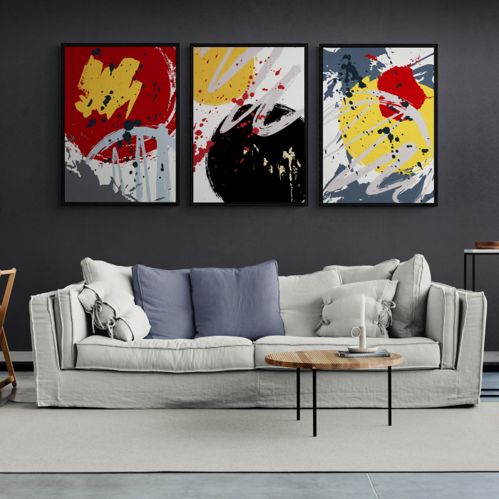 Set 3 tablouri, Intaglio, Stil Abstracte, print pe hartie foto Fine Art, Multicolor, postere moderne, pentru living [1]