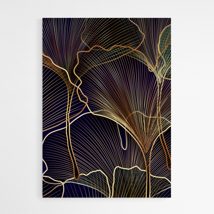 Set 3 tablouri, Intaglio, Stil Abstracte, print pe hartie foto Fine Art, Flori, postere elegante cu nuante de mov si auriu, pentru dormitor [5]