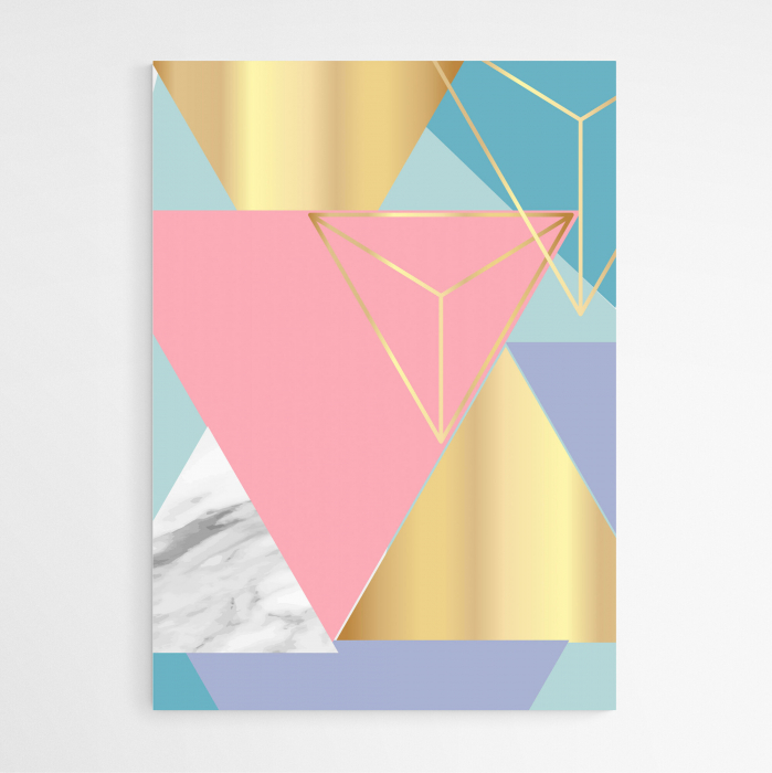Set 3 tablouri, Intaglio, Stil Abstracte, print pe hartie foto Fine Art, Forme geometrice, Color, postere elegante, pentru camera copii [4]