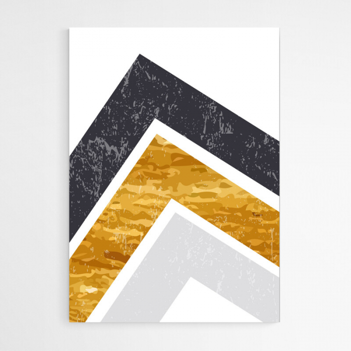 Set 3 tablouri, Intaglio, Stil Abstracte, print pe hartie foto Fine Art, Auriu, postere moderne, geometrice, pentru living, dormitor, hol [4]