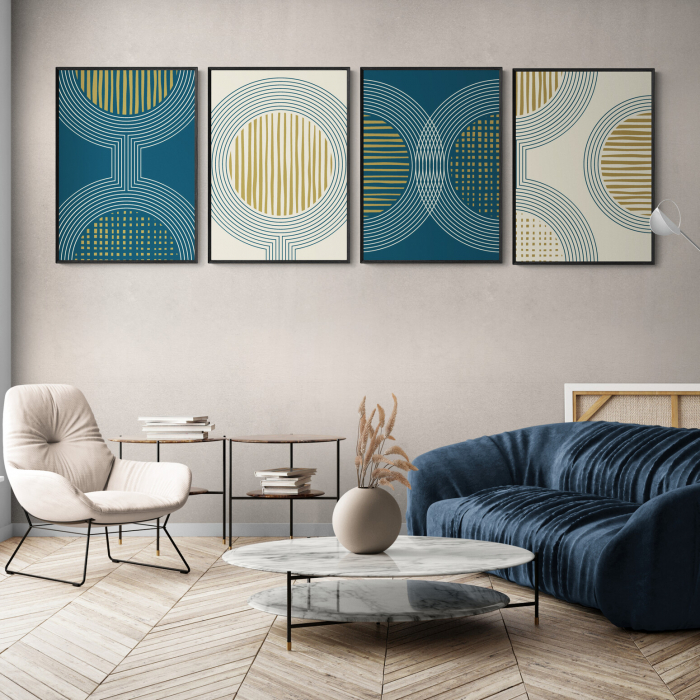Set 3 tablouri, Intaglio, Stil Abstracte, print pe hartie foto Fine Art, Albastru Crem, postere moderne, pentru casa, birou [1]