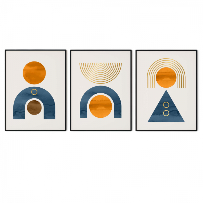 Set 3 tablouri, Intaglio, Stil Abstracte, print pe hartie foto Fine Art, postere moderne, color, pentru living [3]
