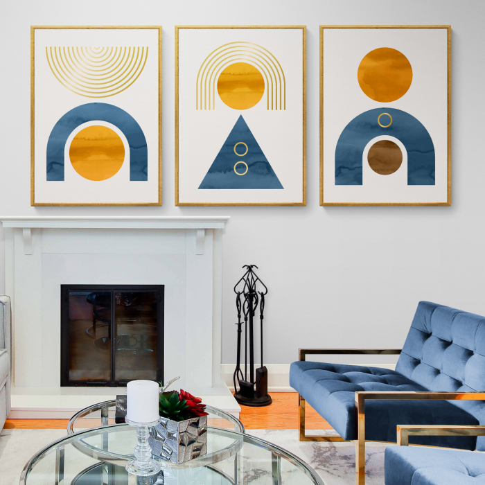 Set 3 tablouri, Intaglio, Stil Abstracte, print pe hartie foto Fine Art, postere moderne, color, pentru living [1]