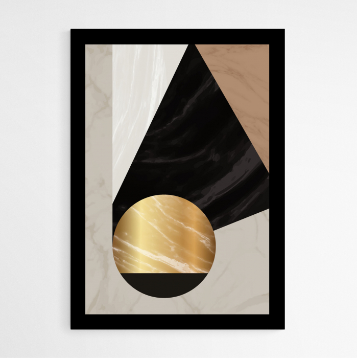 Set 3 tablouri, Intaglio, Stil Abstracte, print pe hartie foto Fine Art, postere moderne, fundal negru, forme geometrice, patrat portocaliu, pentru living [9]
