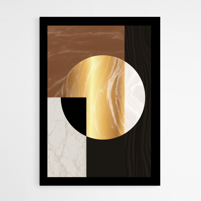 Set 3 tablouri, Intaglio, Stil Abstracte, print pe hartie foto Fine Art, postere moderne, fundal negru, forme geometrice, patrat portocaliu, pentru living [11]