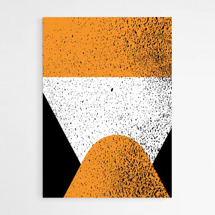 Set 3 tablouri, Intaglio, Stil Abstracte, print pe hartie foto Fine Art, postere moderne, fundal metalizat, portocaliu, pentru living [3]