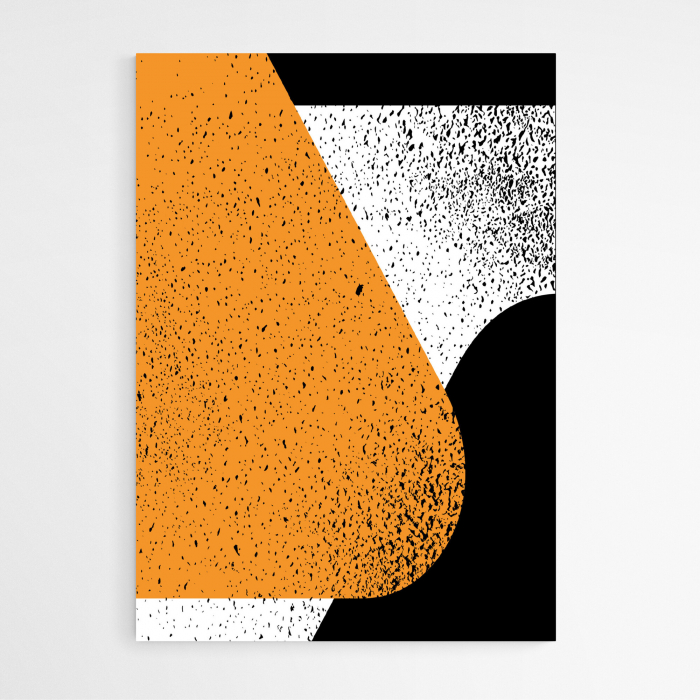 Set 3 tablouri, Intaglio, Stil Abstracte, print pe hartie foto Fine Art, postere moderne, fundal metalizat, portocaliu, pentru living [4]