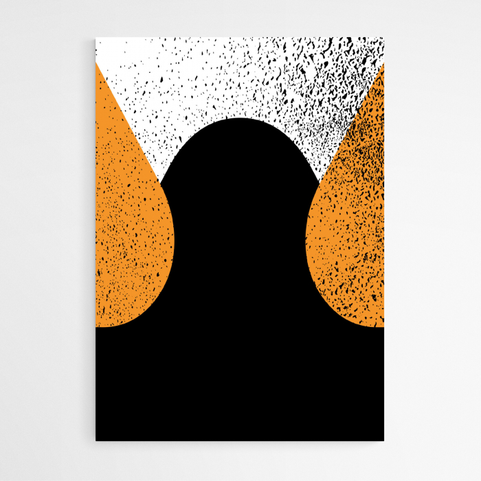 Set 3 tablouri, Intaglio, Stil Abstracte, print pe hartie foto Fine Art, postere moderne, fundal metalizat, portocaliu, pentru living [5]
