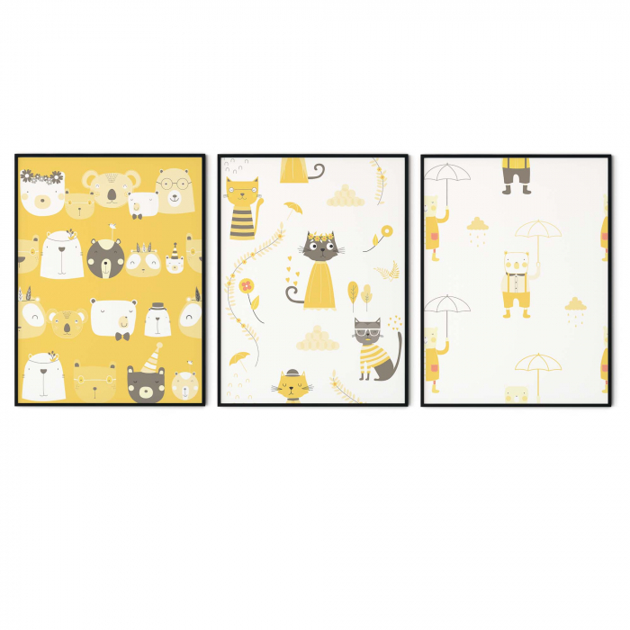 Set de 3 tablouri abstracte cu animaluțe colorate pentru bebeluși [2]