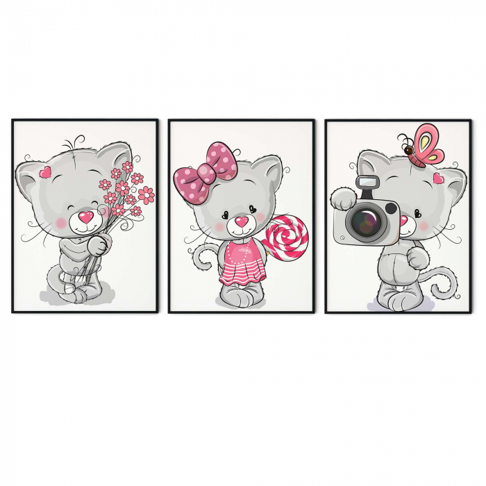 Set de 3 tablouri animate cu pisici, ideal pentru copii [2]