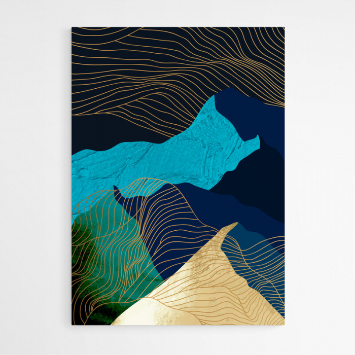 Set 4 tablouri, Intaglio, Stil Abstracte, print pe hartie foto Fine Art, Auriu, Munti, postere moderne, pentru living [4]
