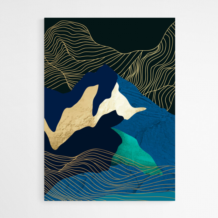 Set 4 tablouri, Intaglio, Stil Abstracte, print pe hartie foto Fine Art, Auriu, Munti, postere moderne, pentru living [5]