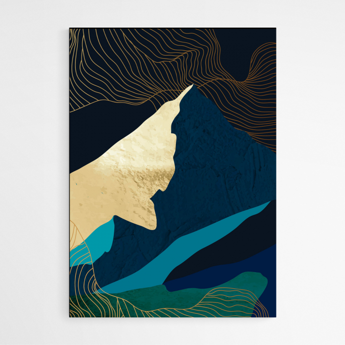 Set 4 tablouri, Intaglio, Stil Abstracte, print pe hartie foto Fine Art, Auriu, Munti, postere moderne, pentru living [6]