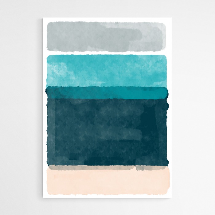 Set 4 tablouri, Intaglio, Stil Abstracte, print pe hartie foto Fine Art, postere color, nuante de albastru, roz, pentru living [5]