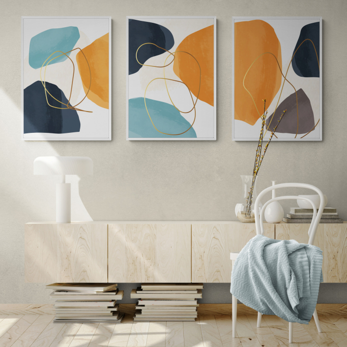 Set 3 tablouri, Intaglio, Stil Abstracte, print pe hartie foto Fine Art, postere moderne, multicolor, pentru camera copii, living [1]