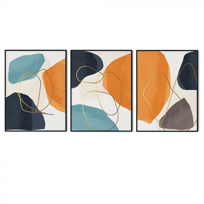 Set 3 tablouri, Intaglio, Stil Abstracte, print pe hartie foto Fine Art, postere moderne, multicolor, pentru camera copii, living [6]