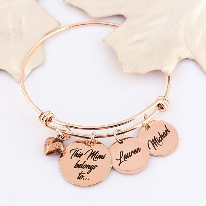 Brățară personalizată cu medalioane gravate și charm inimă [1]