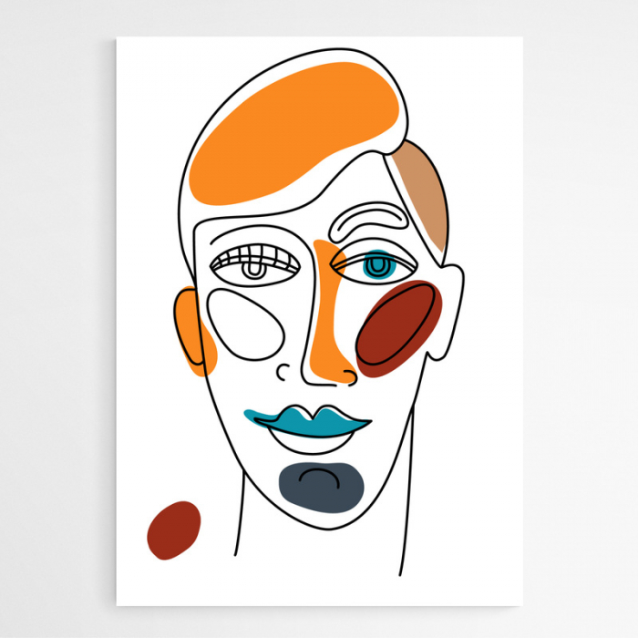 Set 4 tablouri, Intaglio, Abstracte, multicolor, print pe hartie foto Fine Art, Portrete minimaliste, postere moderne, pentru living, dormitor [4]