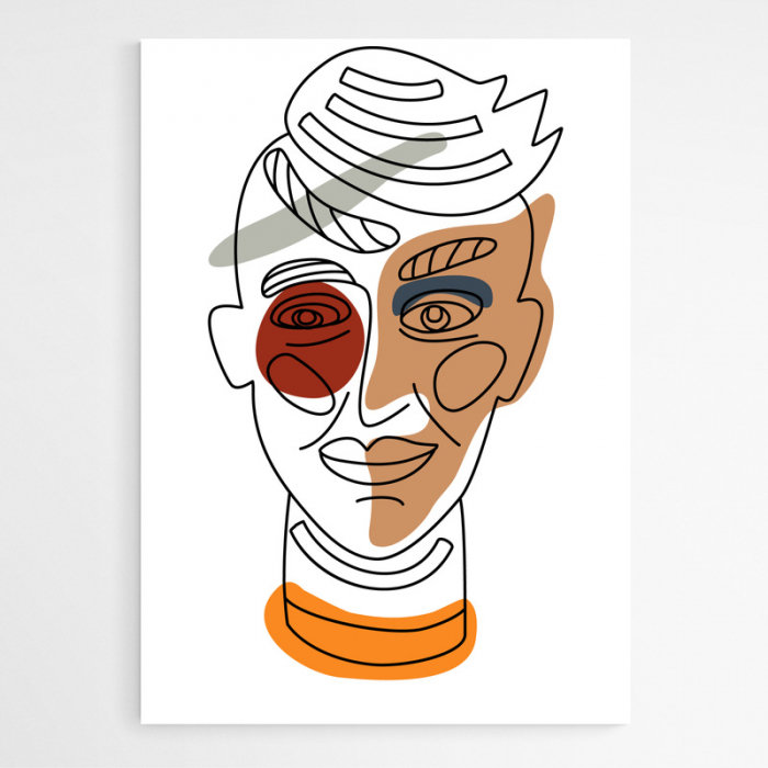 Set 4 tablouri, Intaglio, Abstracte, multicolor, print pe hartie foto Fine Art, Portrete minimaliste, postere moderne, pentru living, dormitor [3]