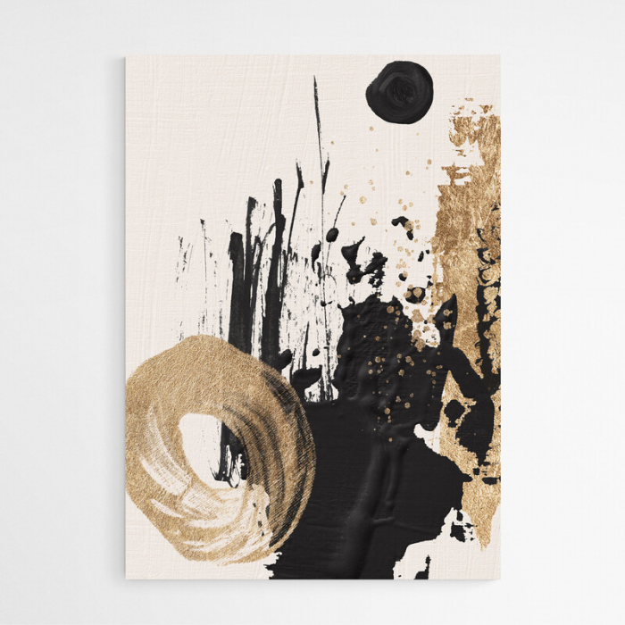 Set 3 tablouri, Intaglio, Abstracte, color, print pe hartie foto Fine Art, Forme abstracte, negru auriu, postere moderne, pentru living [4]