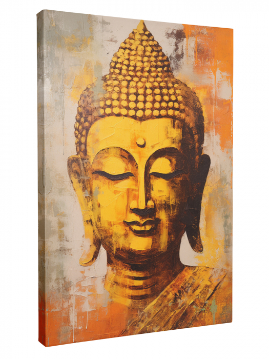 Set de două tablouri canvas în stil abstract cu chipuri colorate de Buddha [2]