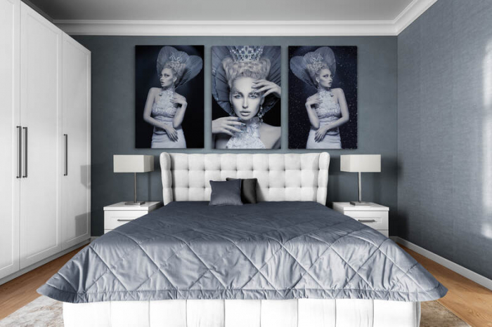 Tablou canvas, Intaglio, Modern, gri, Portret printesa, print pe panza Premium, pentru hol [2]