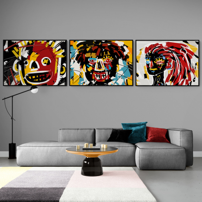 Set 3 tablouri, Intaglio, Stil Pop Art, multicolor, print pe hartie foto Fine Art, Portret, postere moderne, pentru living [1]