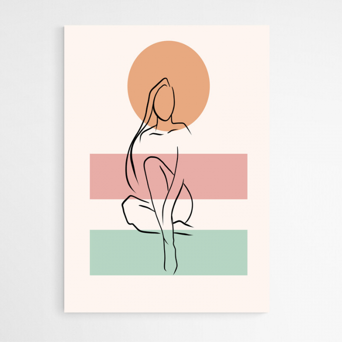 Set 4 tablouri, Intaglio, Abstrate minimaliste, multicolor, print pe hartie foto Fine Art, Siluete, postere moderne, pentru casa, birou [6]