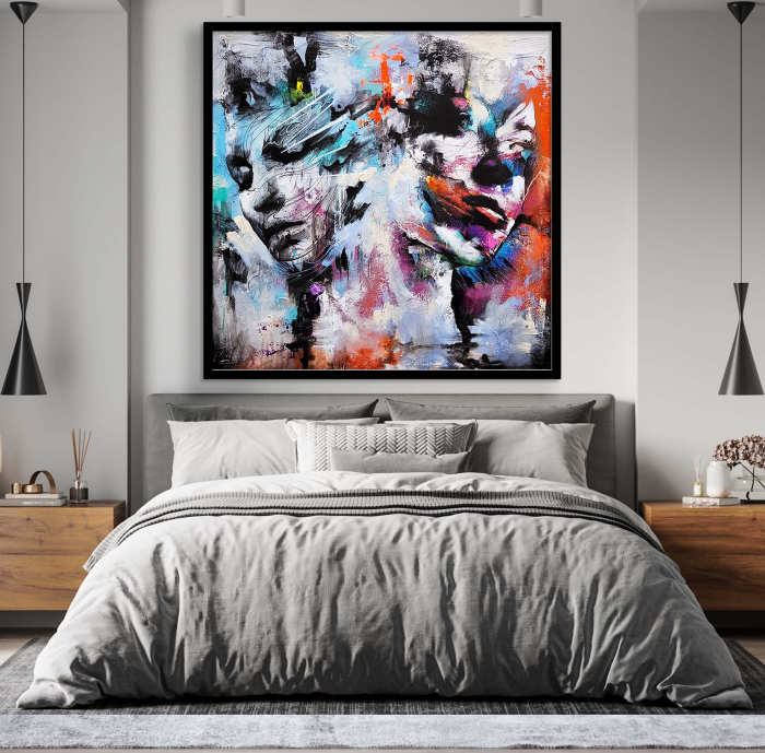 Tablou canvas, abstract, 2 femei, multicolor, pentru dormitor [1]