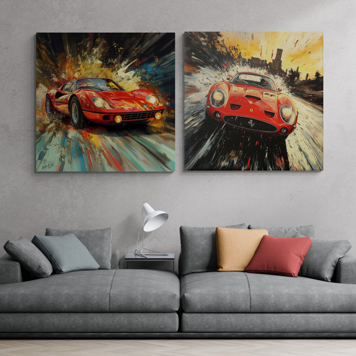 Tablou canvas cu mașină clasică roșie [1]
