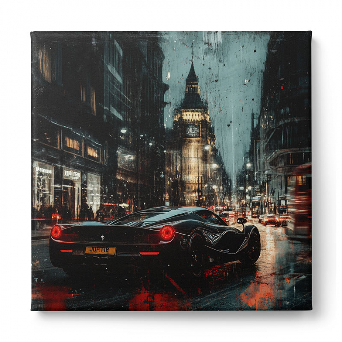 Tablou canvas cu o mașină sport Ferrari pe o stradă urbană [2]