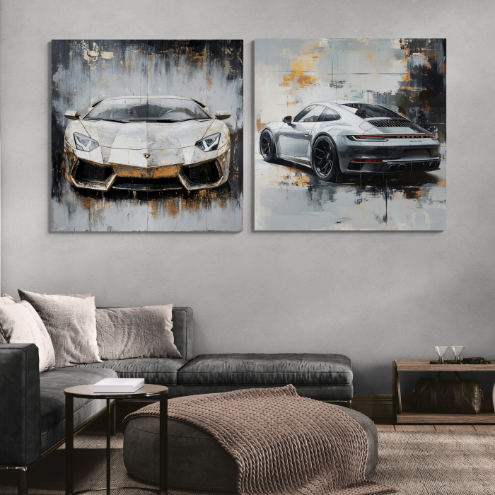 Tablou canvas cu mașină sport redată într-un stil abstract [1]