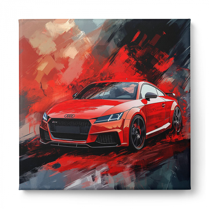 Tablou canvas modern, cu design abstract și accente de roșu, galben și negru, [3]