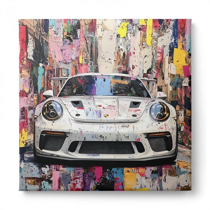 Tablou canvas cu mașini sport stilizate, pictate abstract [3]