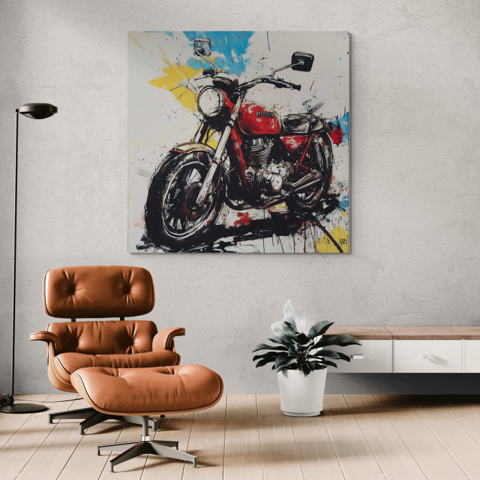 Tablou canvas cu motocicletă vintage roșie [1]